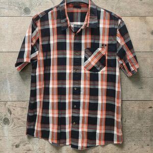 Vintage Oakley Button Up Shirt Mens Large Black Orange Plaid Y2K Gorpcore